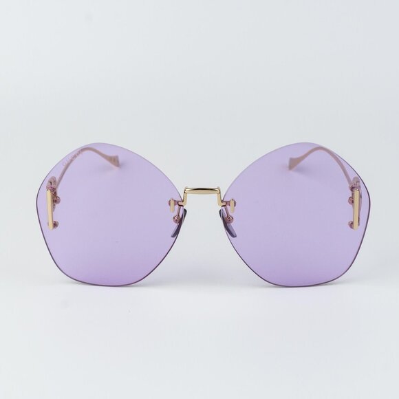 Gucci Women Sunglasses Gold Chain Violet Round GG1203S 001 NEW AUTHENTIC main image 12